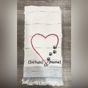 Heart and Paw Print Dog kitchen Towel set of two